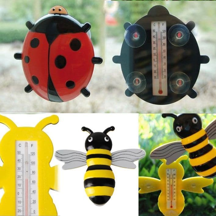Bee and Ladybird Window Thermometers