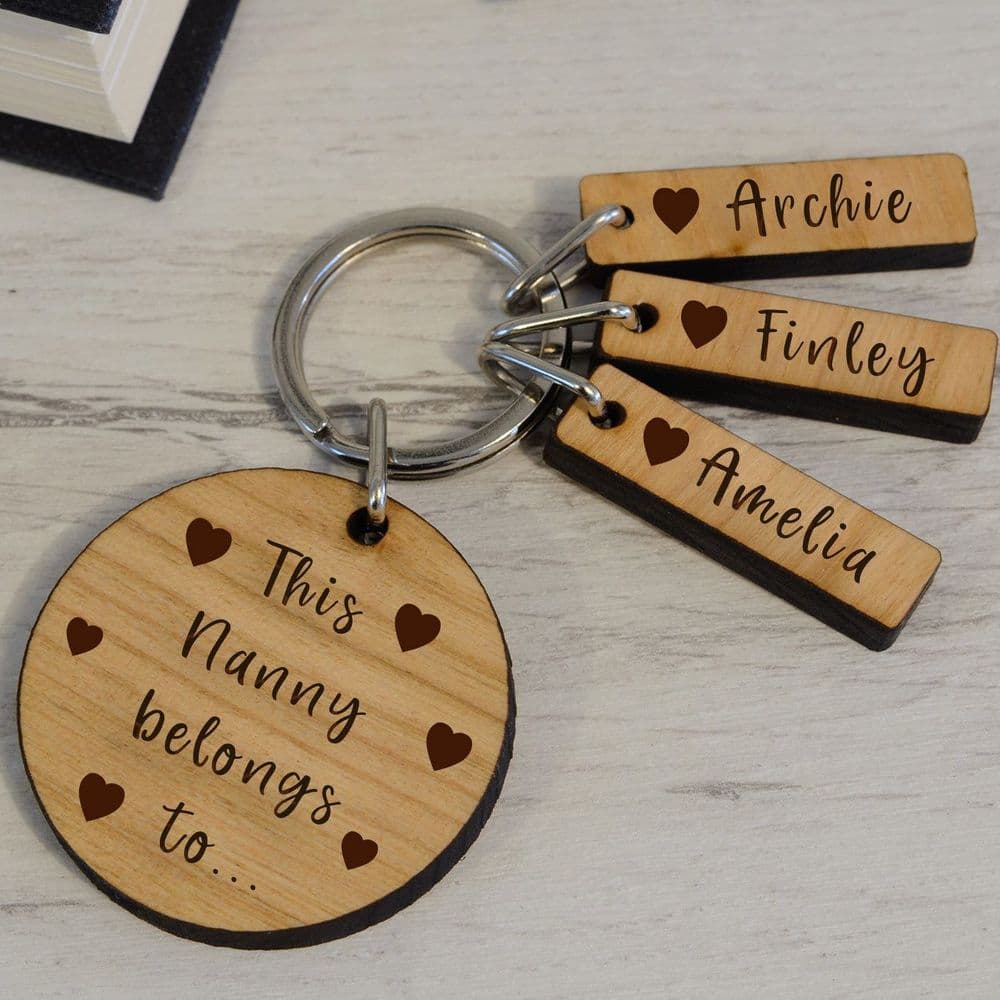 BELONGS TO..- Wooden Keyring- Hearts
