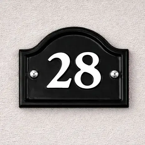 Black Cast Aluminium  Arch Top House Number Sign