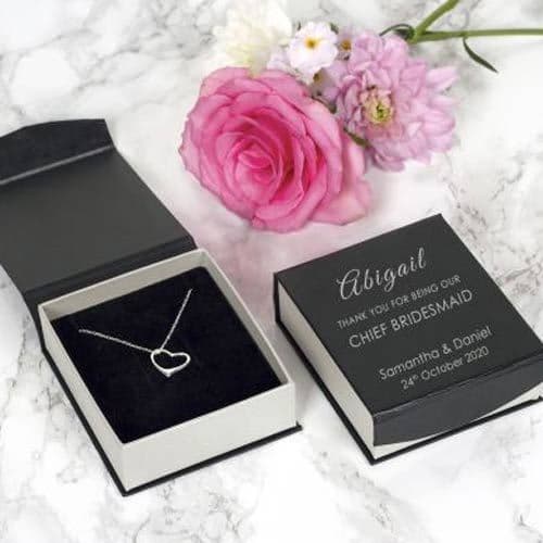 Bridesmaid Gift Silver Heart Necklace