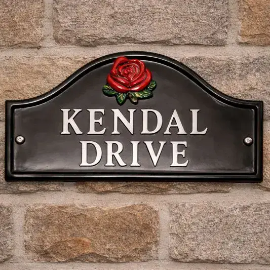 Cast Aluminium Black Arch Top Sign - A3 - 360 x 190mm