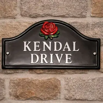 Cast Aluminium Black Arch Top Sign - A3 - 360 x 190mm