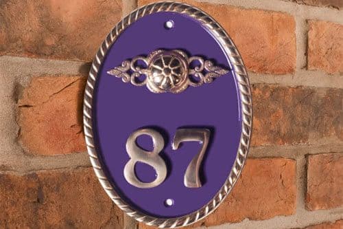 Cast Brass Rope Edge Oval Number Sign - B9