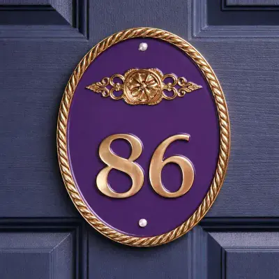 Cast Brass Rope Edge Oval Number Sign - B9