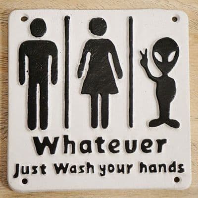 Cast Iron Any Gender Toilet Sign