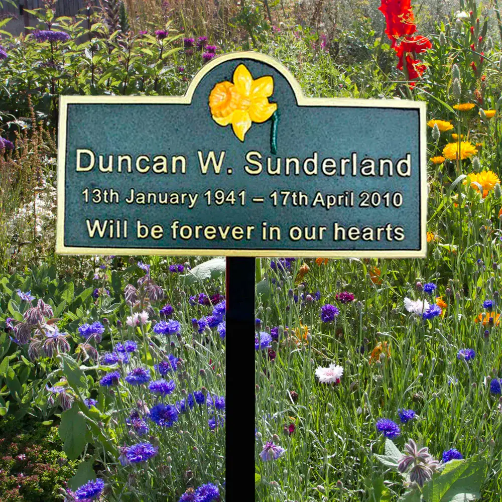 Cast Iron Memorial on Stake with Motif