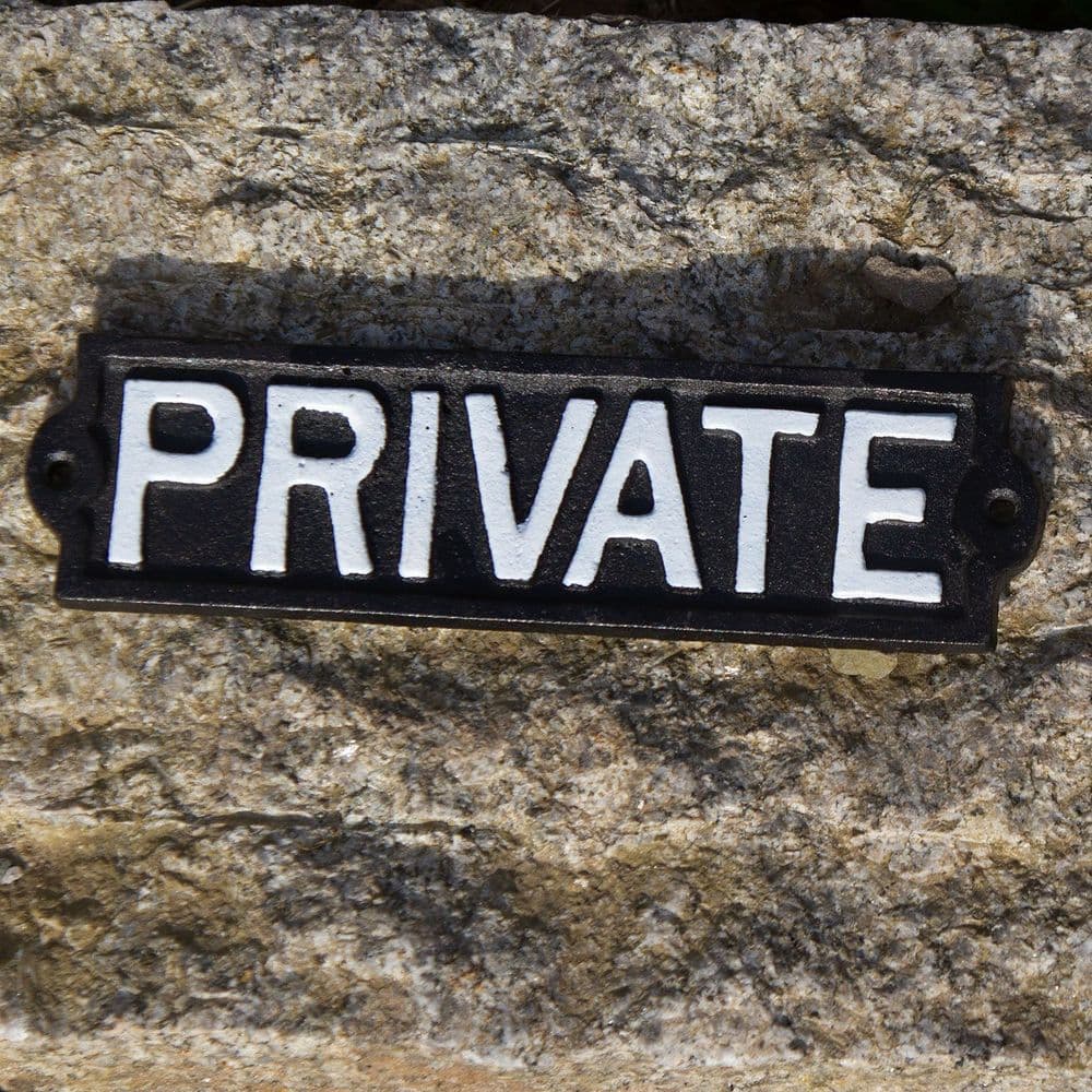 Cast Iron Please Private Sign