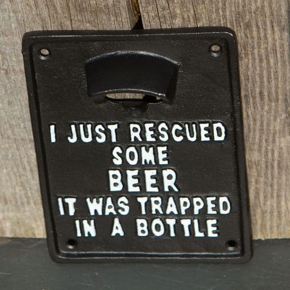 Cast Iron Trapped Beer Bottle Opener Metal Sign | The Sign Maker Shop