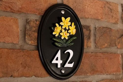 Cast Metal House Numbers with Painted Motif A4