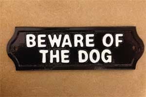 Cast Metal Plaque - BEWARE OF THE DOG