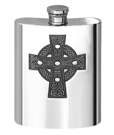Celtic Cross Design Polished Pewter Hip Flask| The Sign Maker Shop