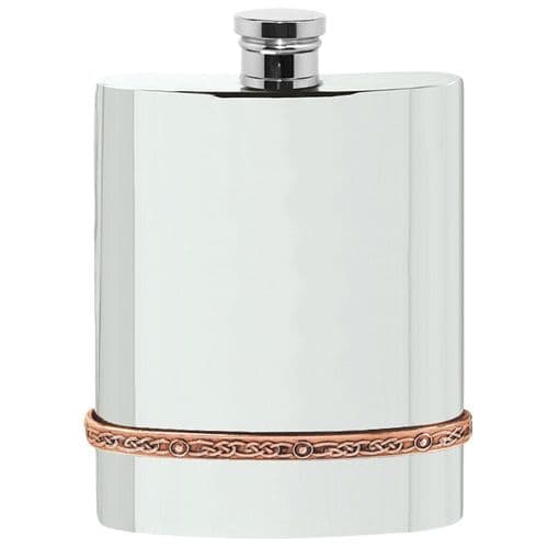 Celtic Rose Band Polished Pewter Hip Flask | The Sign Maker Shop