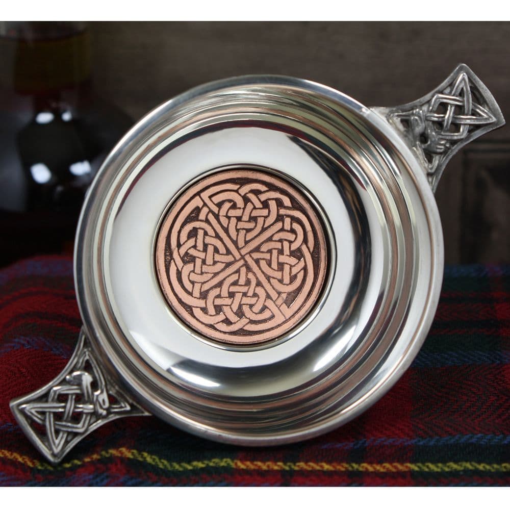 Celtic Rose Pewter Highland Quaich