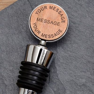 Cherrywood Bottle Stopper with Any Message