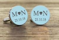 Coloured Date with  Initials  Cufflinks