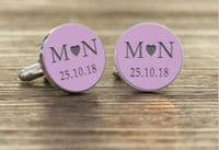 Coloured Date with  Initials  Cufflinks