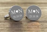 Coloured Date with  Initials  Cufflinks