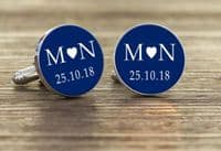 Coloured Date with  Initials  Cufflinks