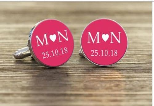 Coloured Date with Initials Cufflinks