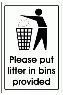Community Sign - Please Put Litter In The Bins Provided (2927)