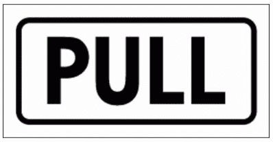 Community Sign Pull (2938) WR White Rigid PVC, 100mm x 50mm  (Landscape)