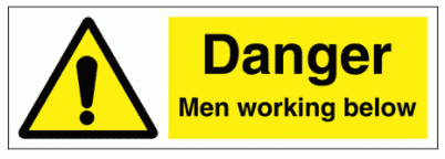 Construction Sign - Danger Men Working Below (7567)