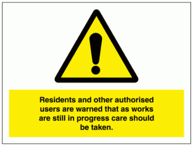 Construction Sign - Residents Warning (7714)