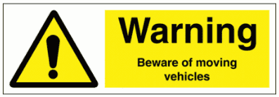 Construction Sign - Warning Beware Of Moving Vehicles (7643)
