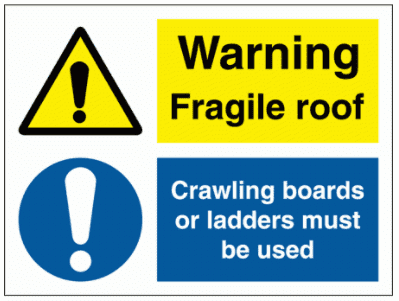Construction Sign - Warning Fragile Roof Combi (3134)