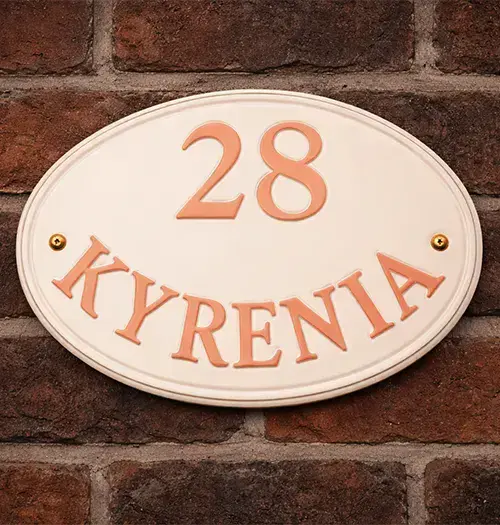 Cream Oval Shape Cast Aluminium House Sign  -A17