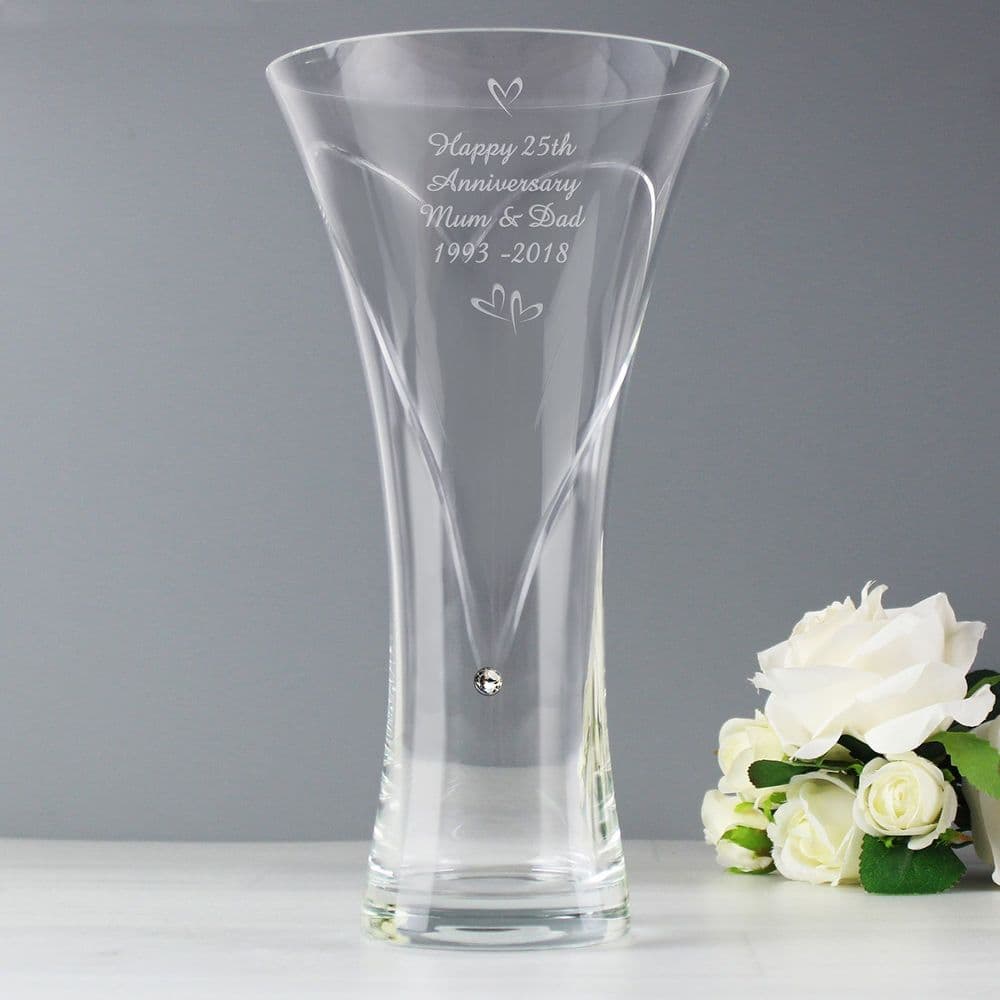 Cut Glass Vase - Hearts