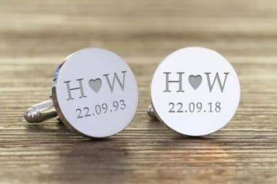 Date with  Initials  Cufflinks