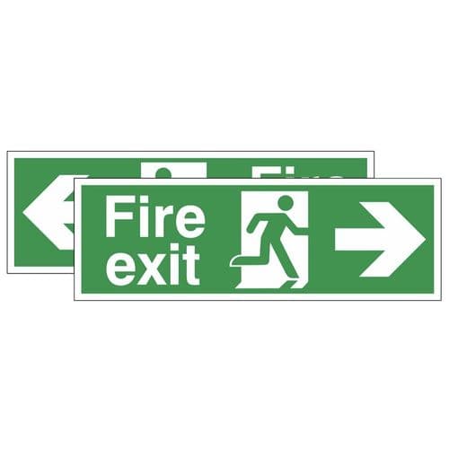 Double Sided Hanging Fire Exit Sign - DDFE- Arrow Right/ Left