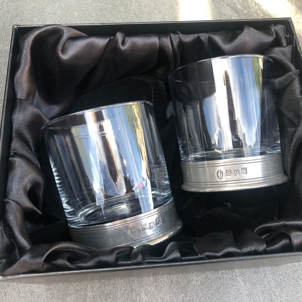 Elegant Glass Tumbler - Pewter Base