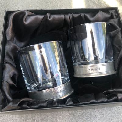Elegant Glass Tumbler  - Pewter Base