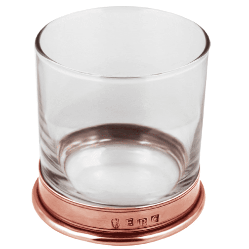 Elegant Glass Tumbler - Pewter Rose Base