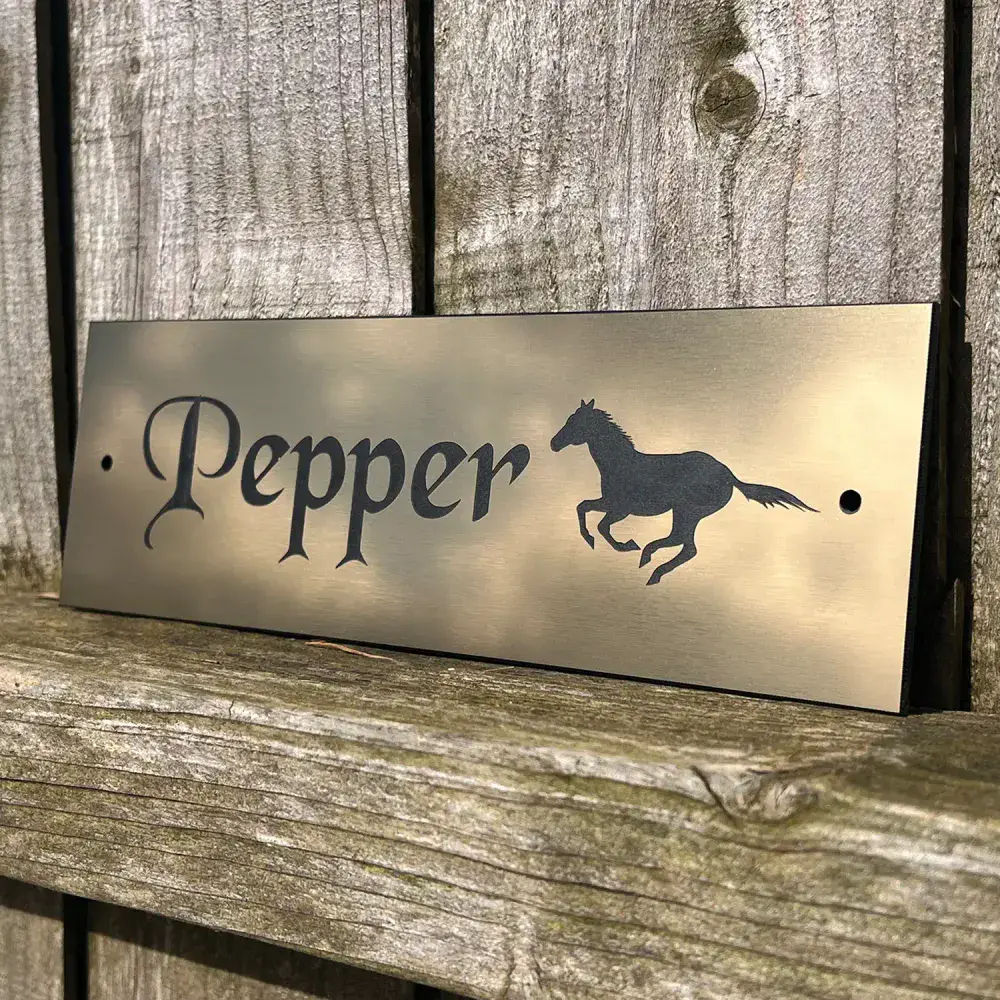 Engraved Acrylic Laminate Horse Name Signs