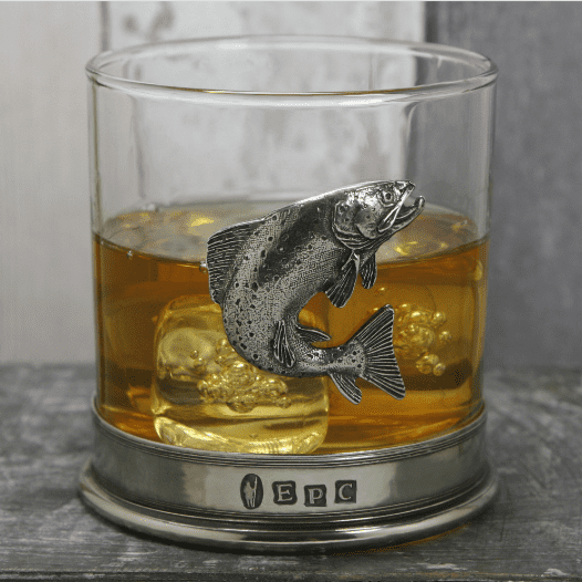 Engraved Glass Tumbler - Pewter Trout