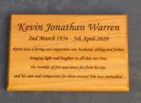 Engraved Iroko Wooden Memorial Plaque   | The Sign Maker Shop