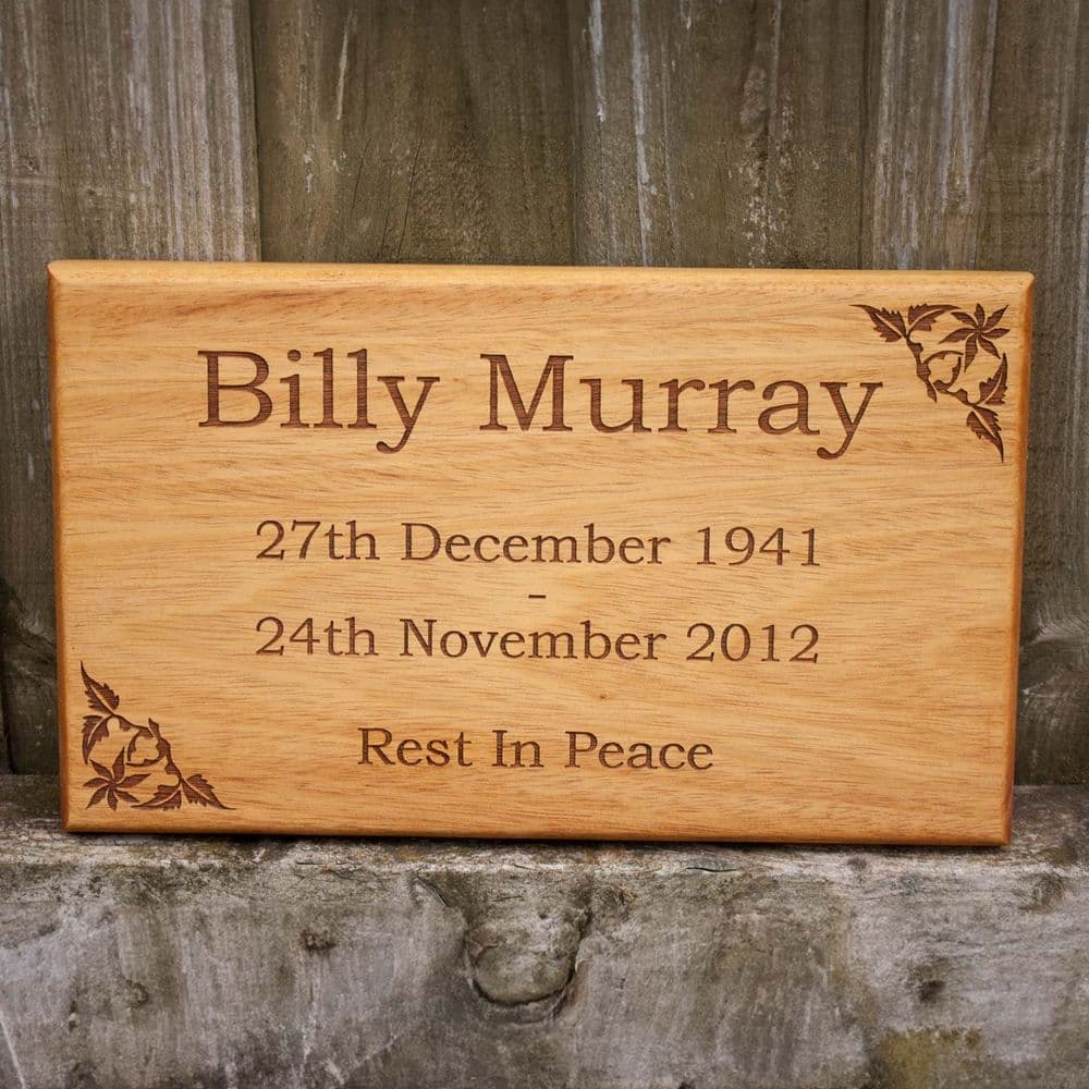 Engraved Iroko Hardwood Memorial Plaque