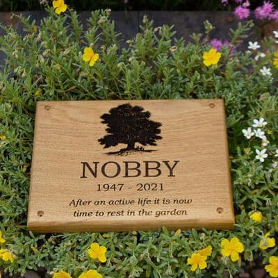 Engraved Oak Memorial Plaque