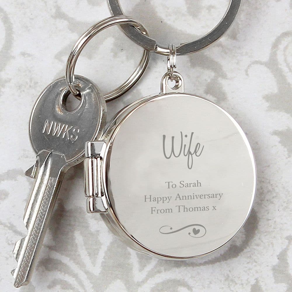 Engraved Photo Locket Keyring