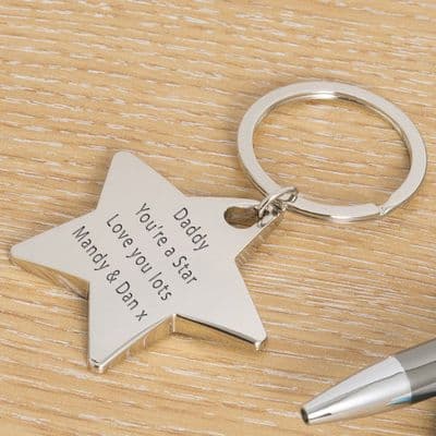 Engraved Star Key Ring - Your Message