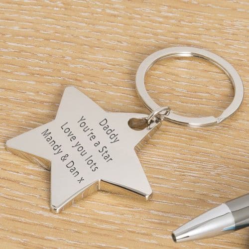 Engraved Star Key Ring - Your Message | The Sign Maker Shop