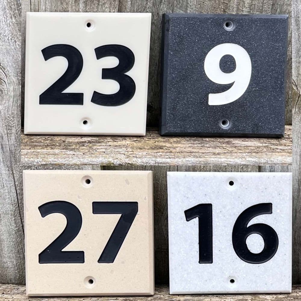Engraved Stone-like Corian House Number Sign
