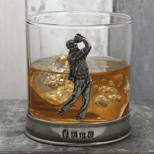 Engraved Whisky Glass - Pewter Golfer