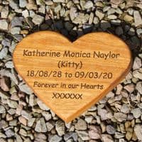 Engraved Wooden Heart Shaped Plaque