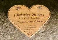 Engraved Wooden Heart Shaped Plaque