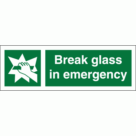 Evacuation Route Sign - 4187 - Break Glass in Emergency