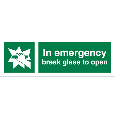 Evacuation Route Sign - 4195 - Break Glass To Open